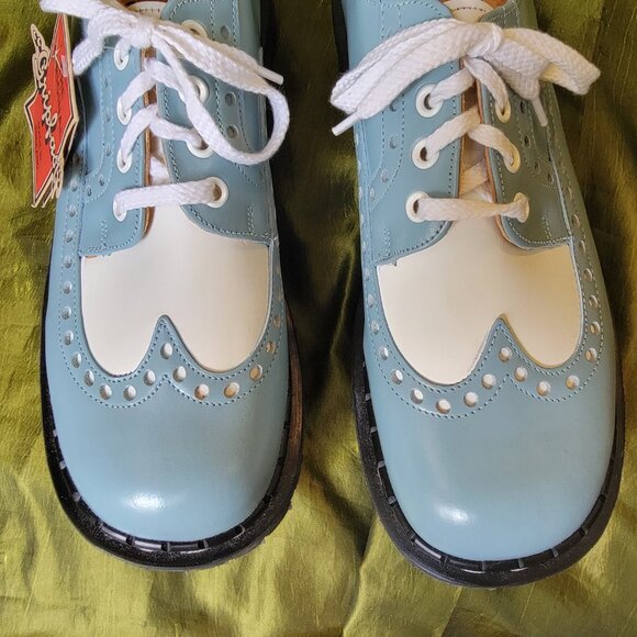 Vintage Gripfast Baby Blue Oxford Wingtip Unisex SZ 12 Women NWT Made In England - Picture 4 of 12
